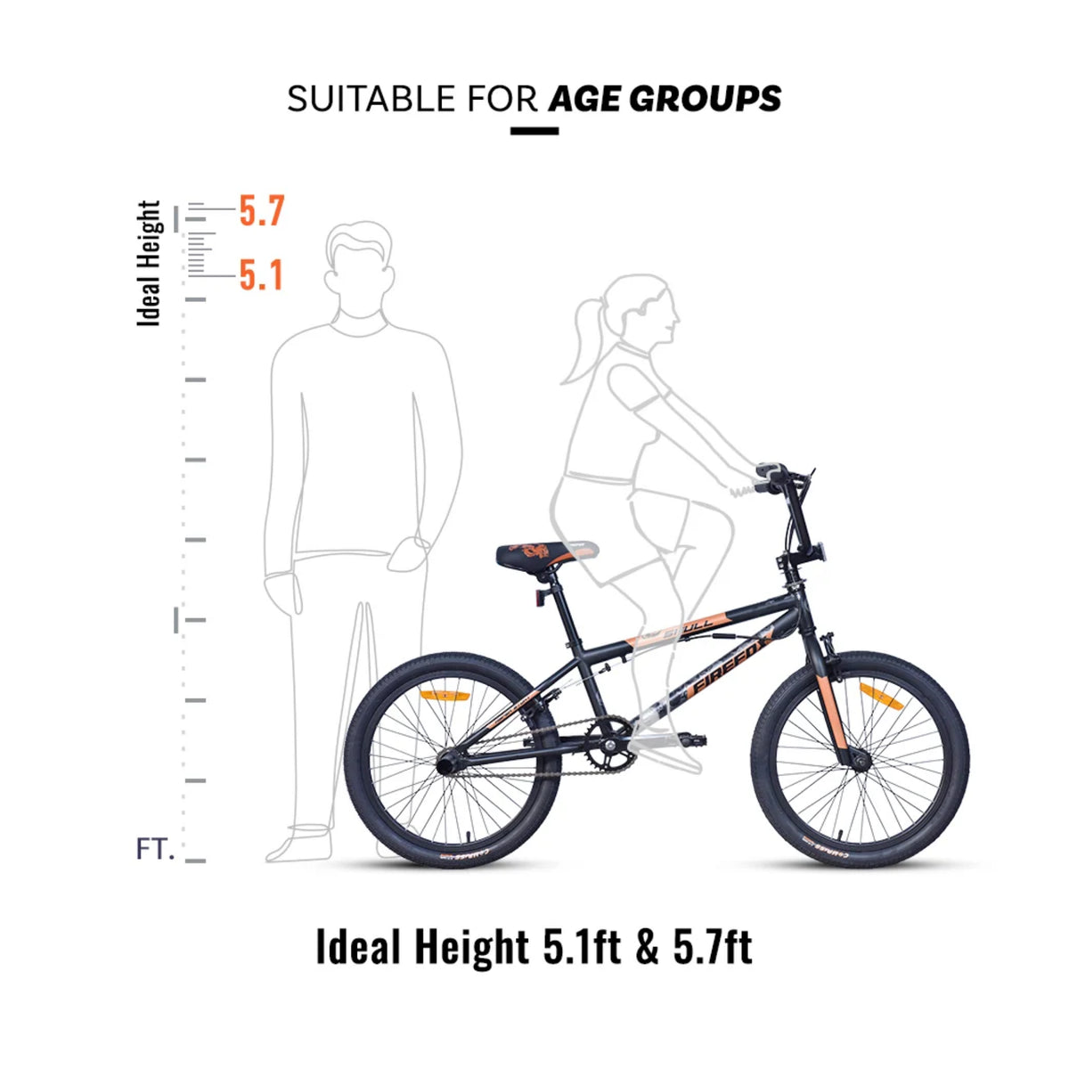 Firefox Skull BMX bicycle rider height guide