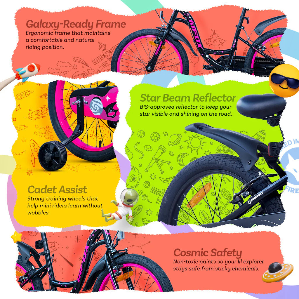 Firefox Stellar Pink Kids Bicycle Features Including Reflectors Frame and Training Wheels
