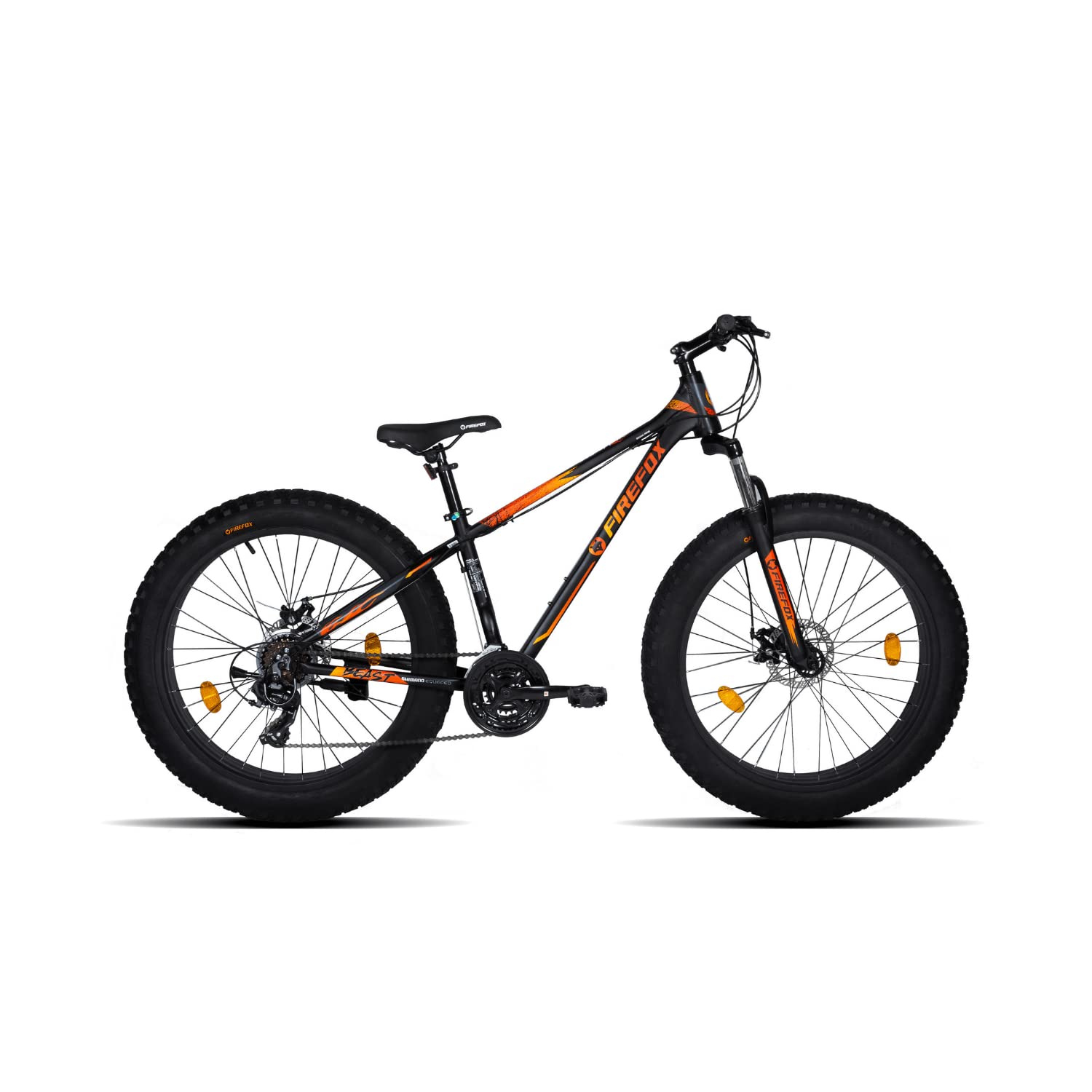 Firefox Swagfire 26T Fat Tyre MTB Cycle Side View – Matt Black

