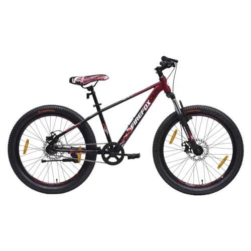FIREFOX Tremor X 24 D red and black mountain bike with front suspension and disc brakes, ideal for off-road riding.

