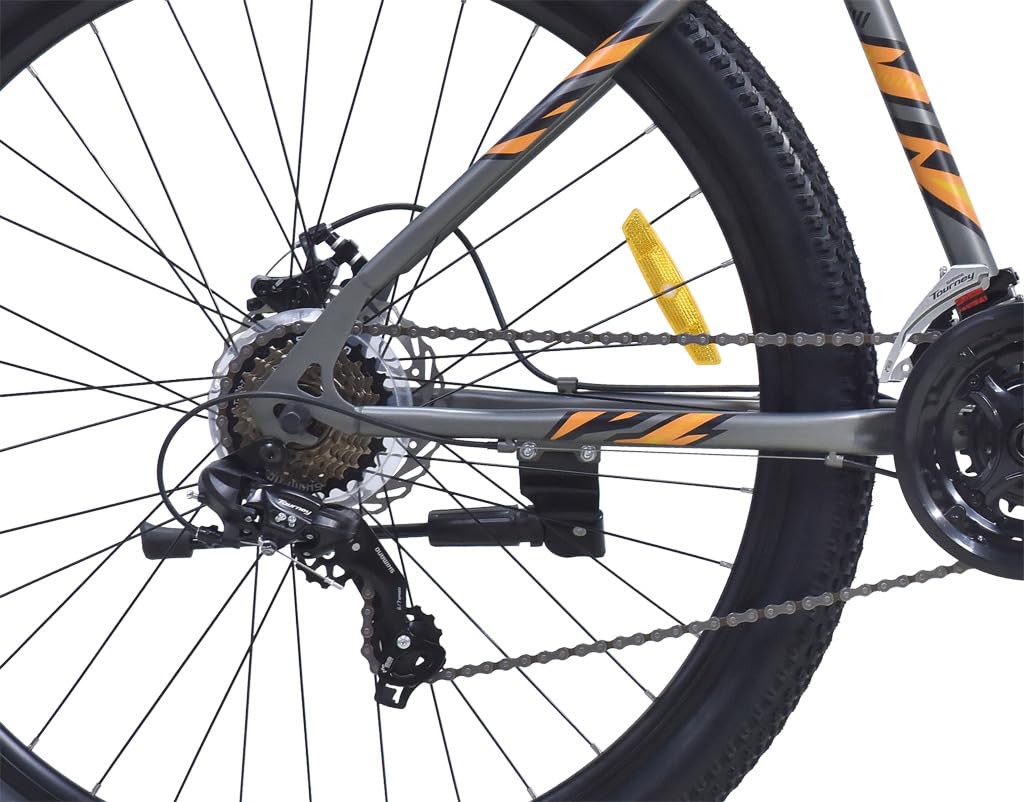 Close-up of rear derailleur, cassette, and chain system of the FIREFOX Tremor X 29 D mountain cycle.
