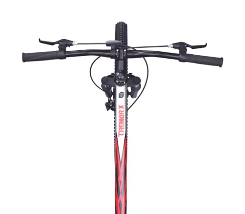 Top view of FIREFOX Tremor X 29 D cycle handlebar and front stem in silver with dual disc brakes.
