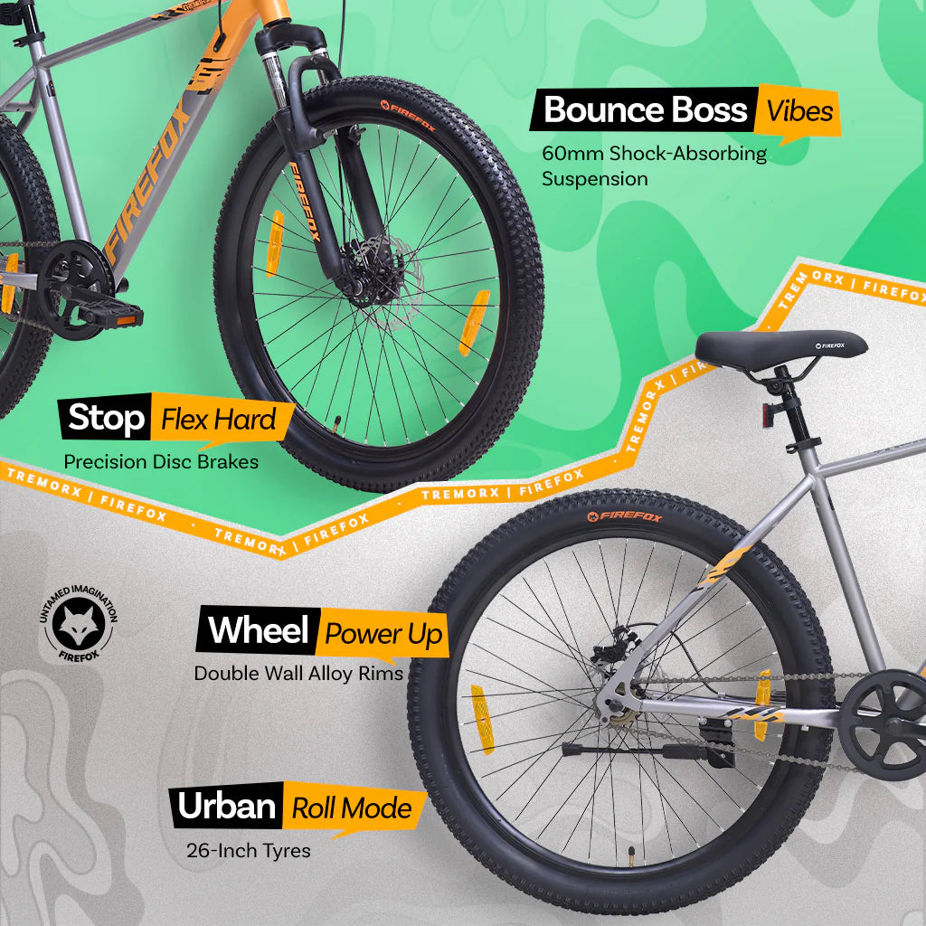 Firefox Tremor X MTB cycle features suspension tyre comfort performance