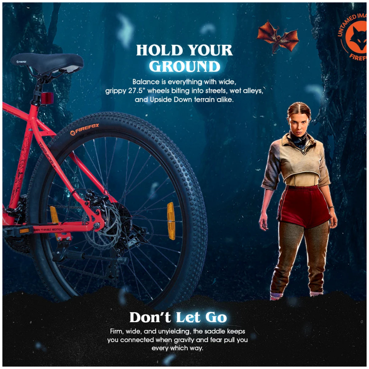 Firefox Tremor X Stranger Things Edition MTB with red themed graphics