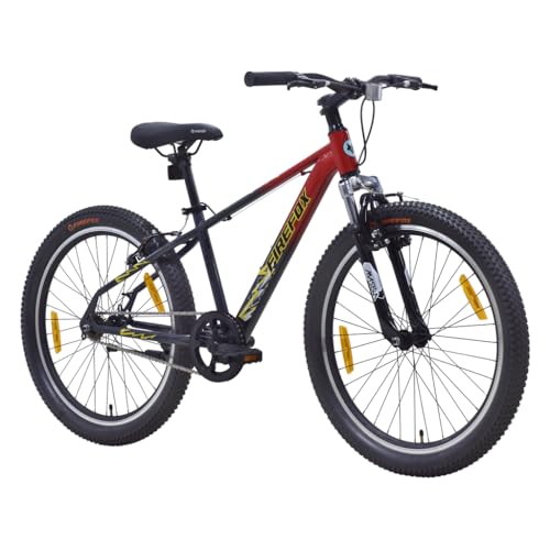 Firefox Tremor X 24 MTB – Red Steel Frame with Front Suspension – Angled Front View	