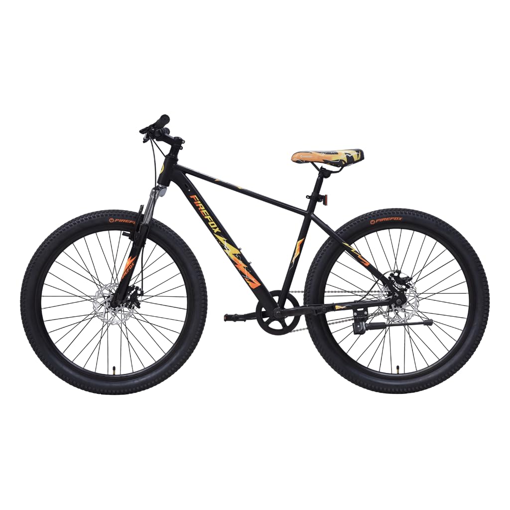 Firefox Tremor X 27.5 D Mountain Bike Full Side View in Black and Yellow with Disc Brakes