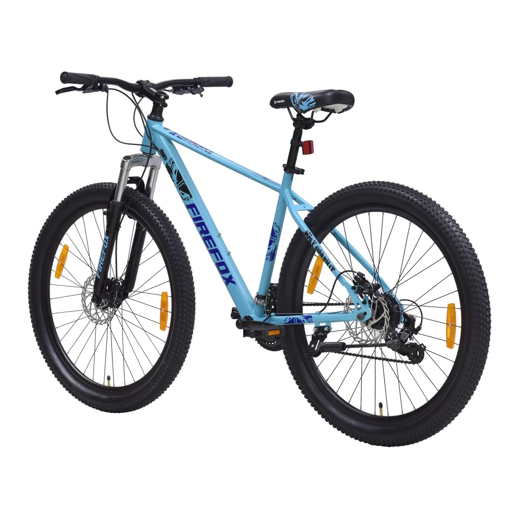 Firefox Tremor X 27.5T MTB with 21-Speed Gears, Front Suspension, and Disc Brakes in Turquoise Blue – Side View

