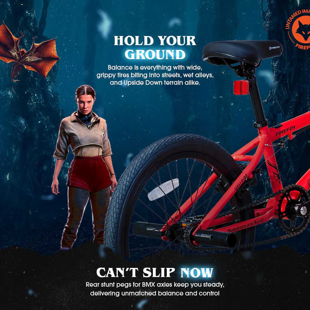 Hellfire Club BMX bike rider control feature showing handlebar stability and grip performance