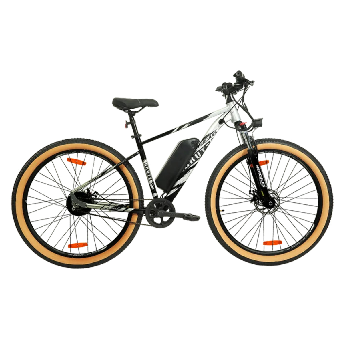 Hercules Brute electric bicycle in white and black with removable battery