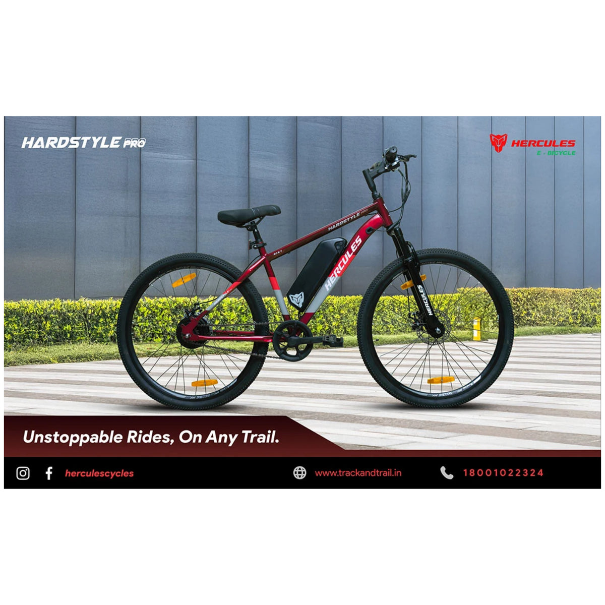 Hercules Hardstyle Pro red electric cycle outdoors
