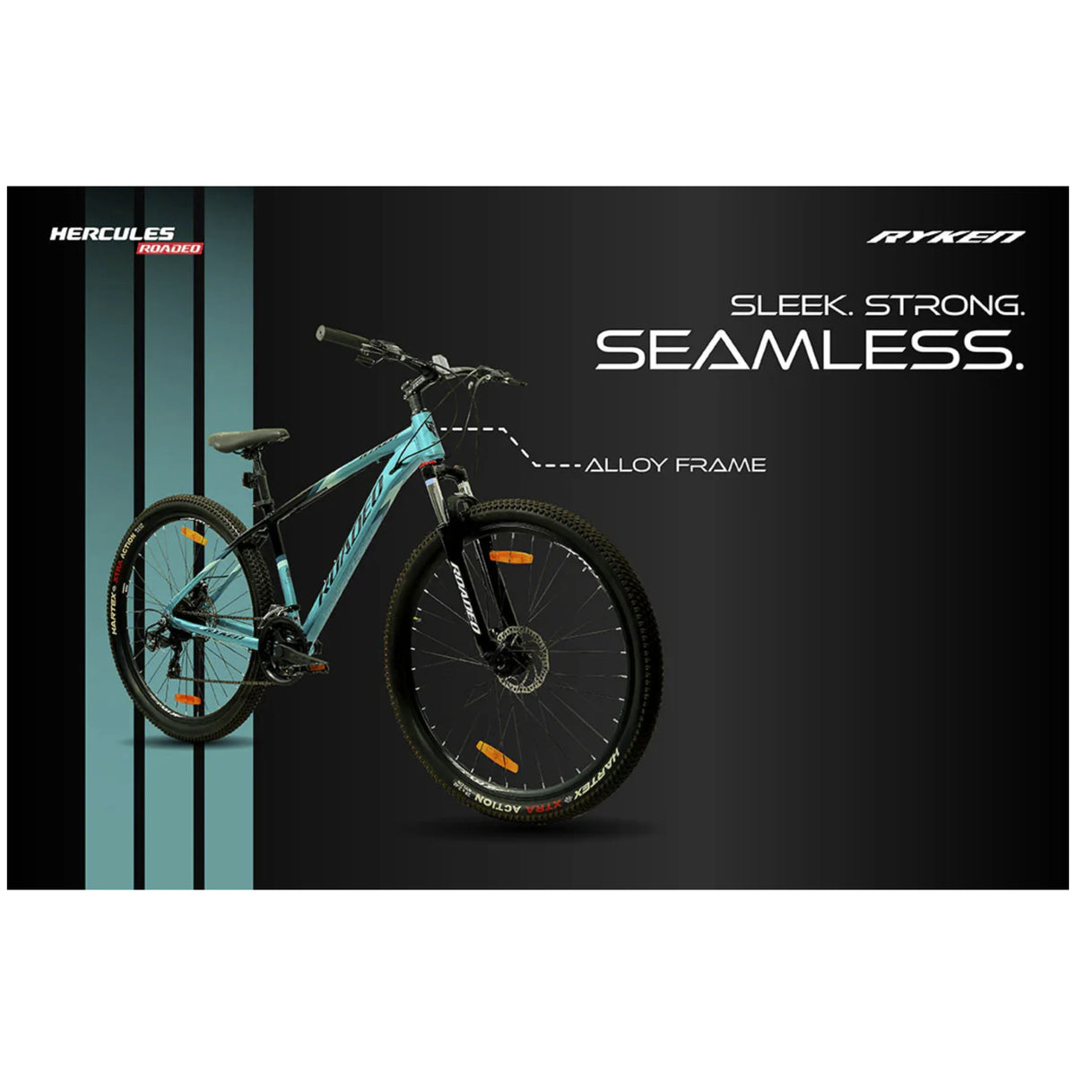 Hercules Roadeo Ryken alloy frame mountain bicycle with sleek frame design