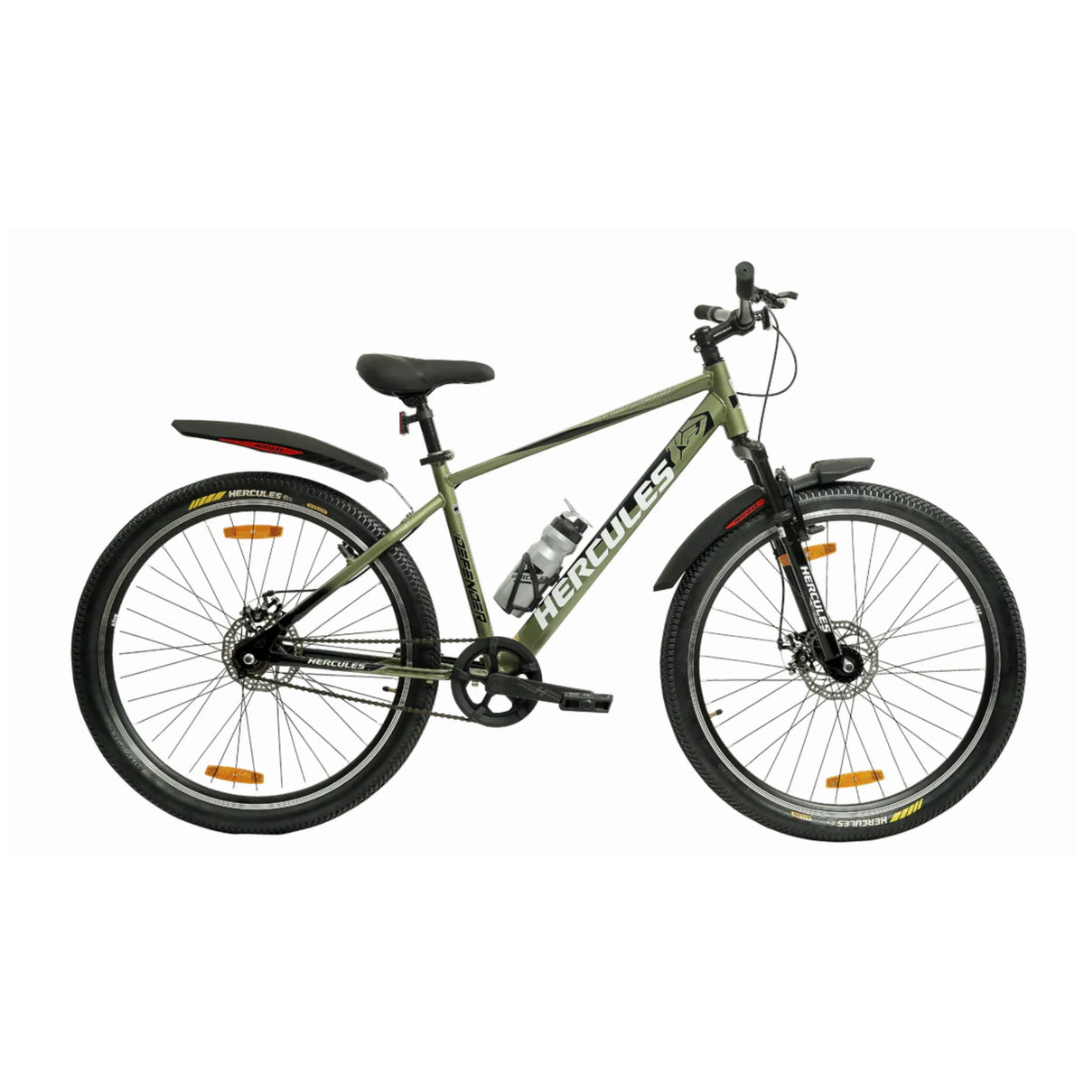 Hercules The Defender green and black cycle shown from the side