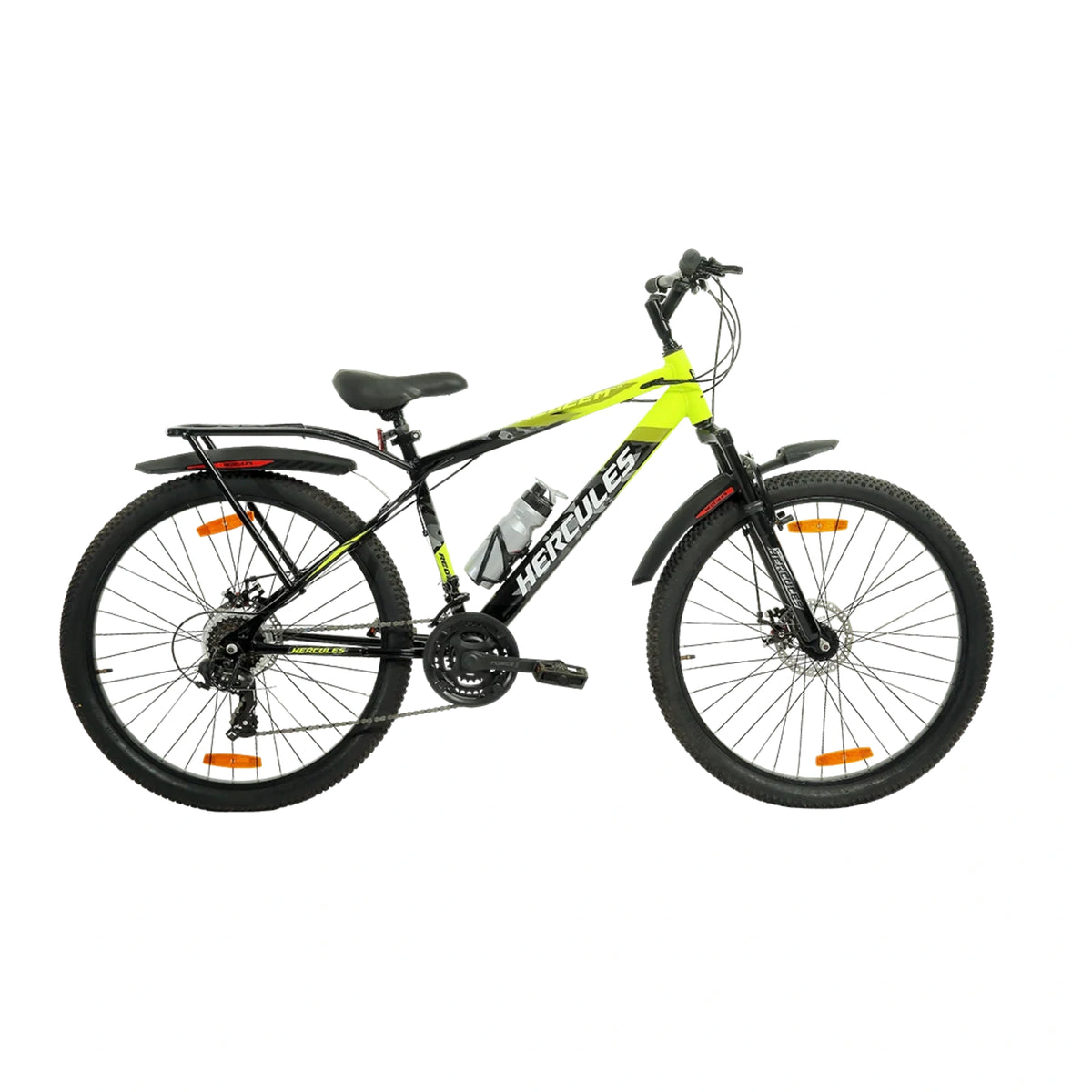 Hercules Top Gear Redeem bicycle with suspension and dual disc brakes in green