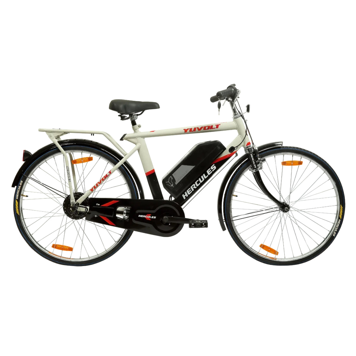 Hercules Yuvolt white red electric cycle