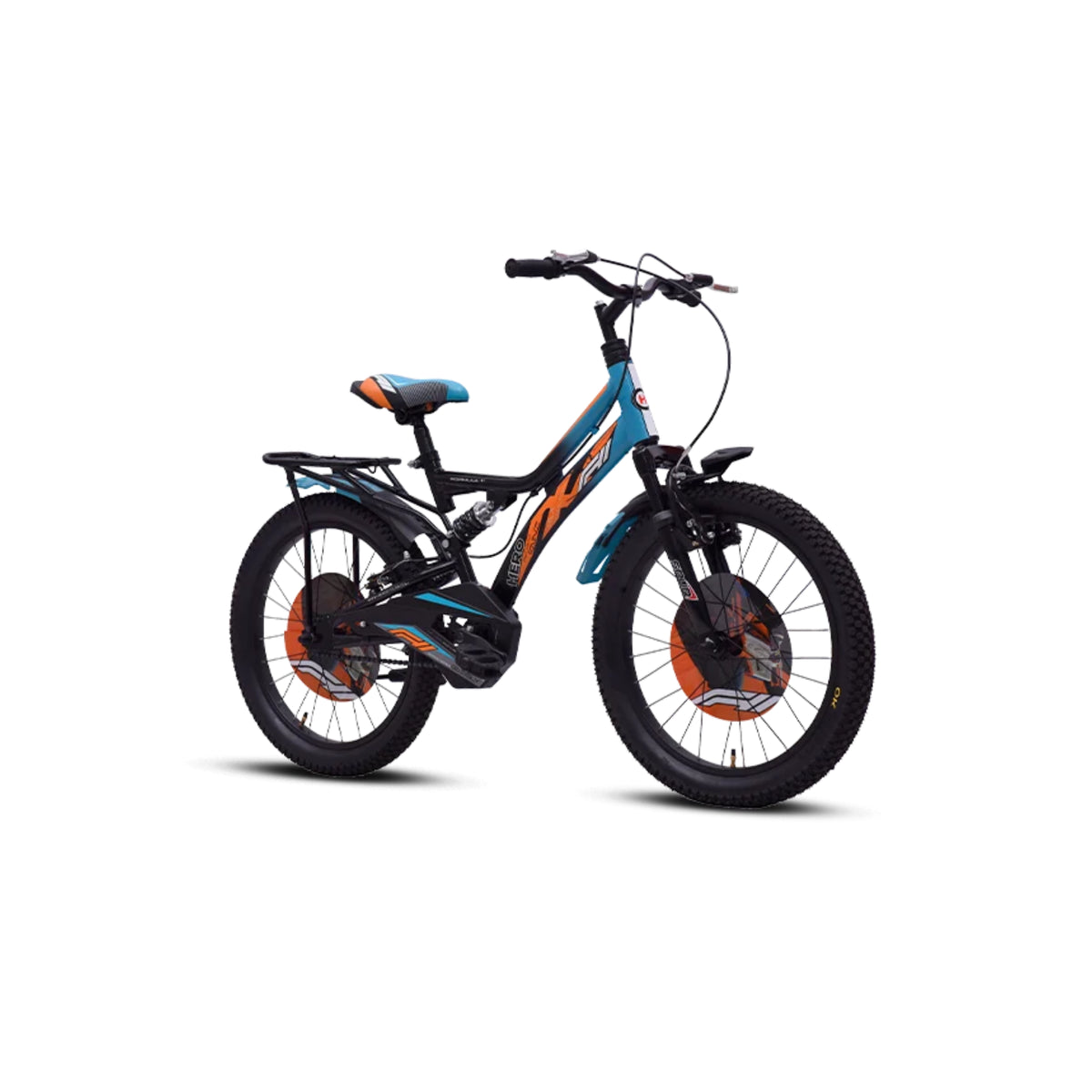 Hero F11 20T kids cycle in blue and orange with dual suspension