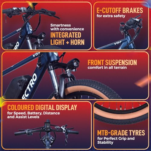 Hero Lectro Y5 Plus electric cycle features integrated display front suspension disc brakes