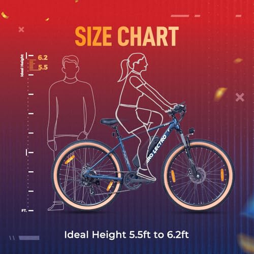 Hero Lectro Y5 Plus electric cycle size chart ideal rider height 5.5ft to 6.2ft