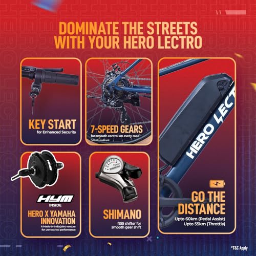 Hero Lectro Y5 Plus electric cycle key features shimano gears key start battery long range