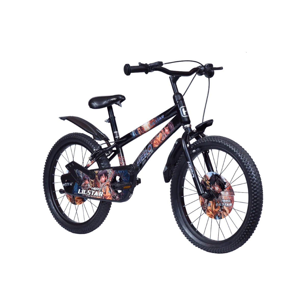 Hero Lilstar black kids cycle front three-quarter view