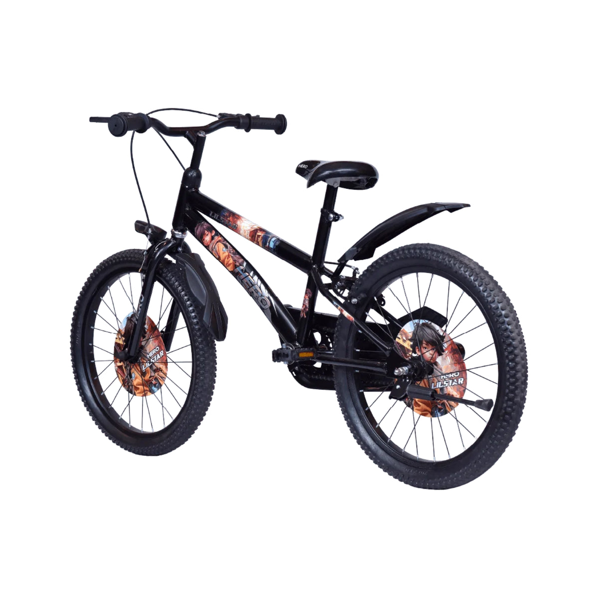 Hero Lilstar black kids cycle rear three-quarter view