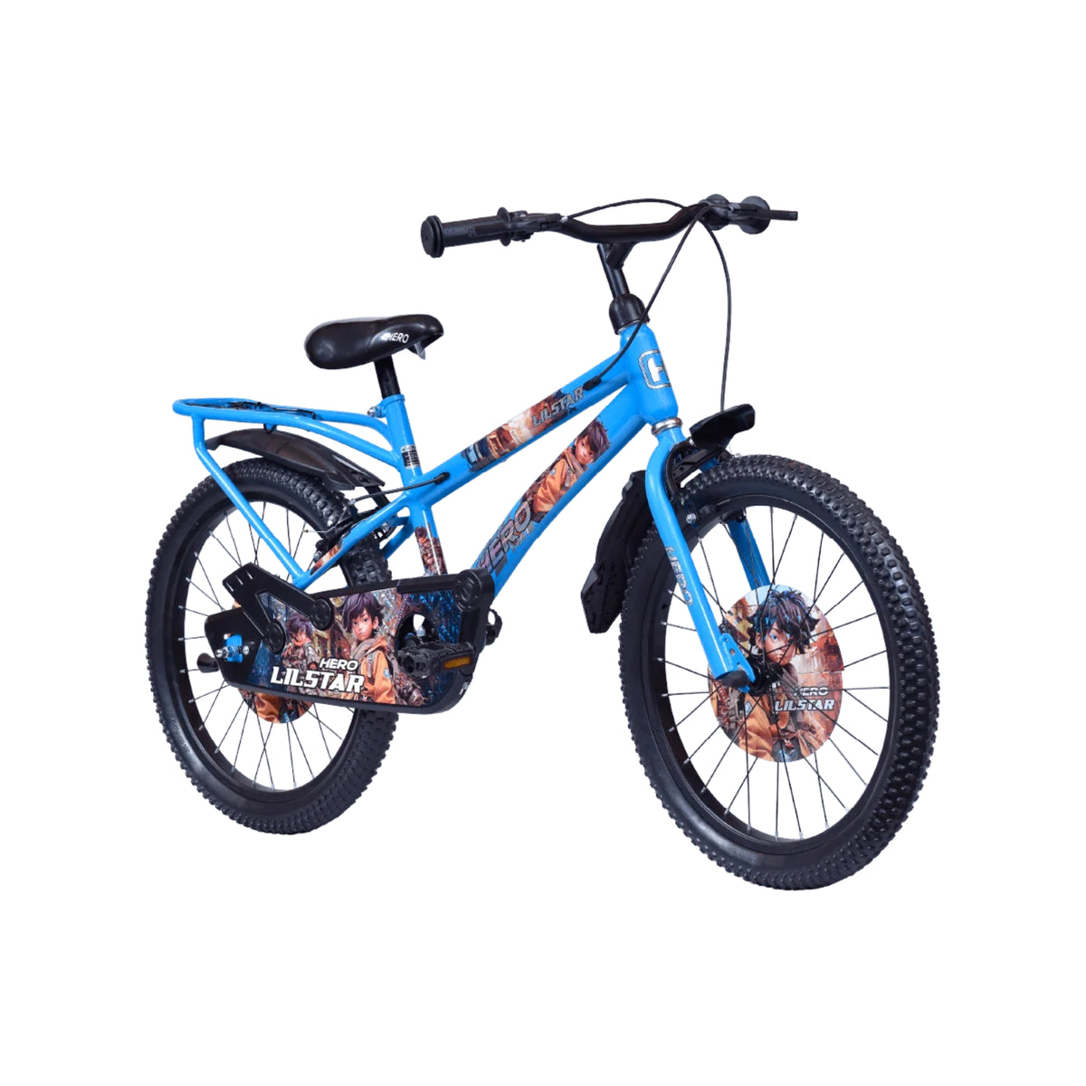 Hero Lilstar blue kids cycle front three-quarter view with integrated carrier