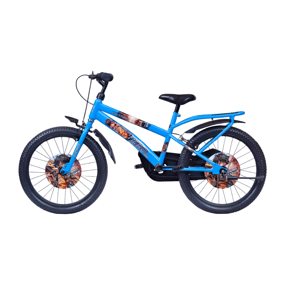 Hero Lilstar blue kids cycle opposite side view with carrier