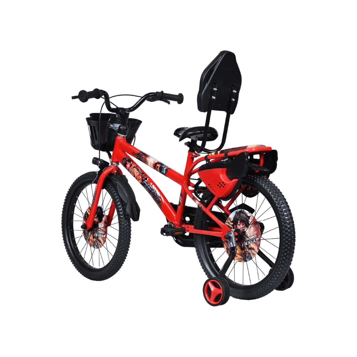 Hero Lilstar red kids cycle rear view with integrated carrier