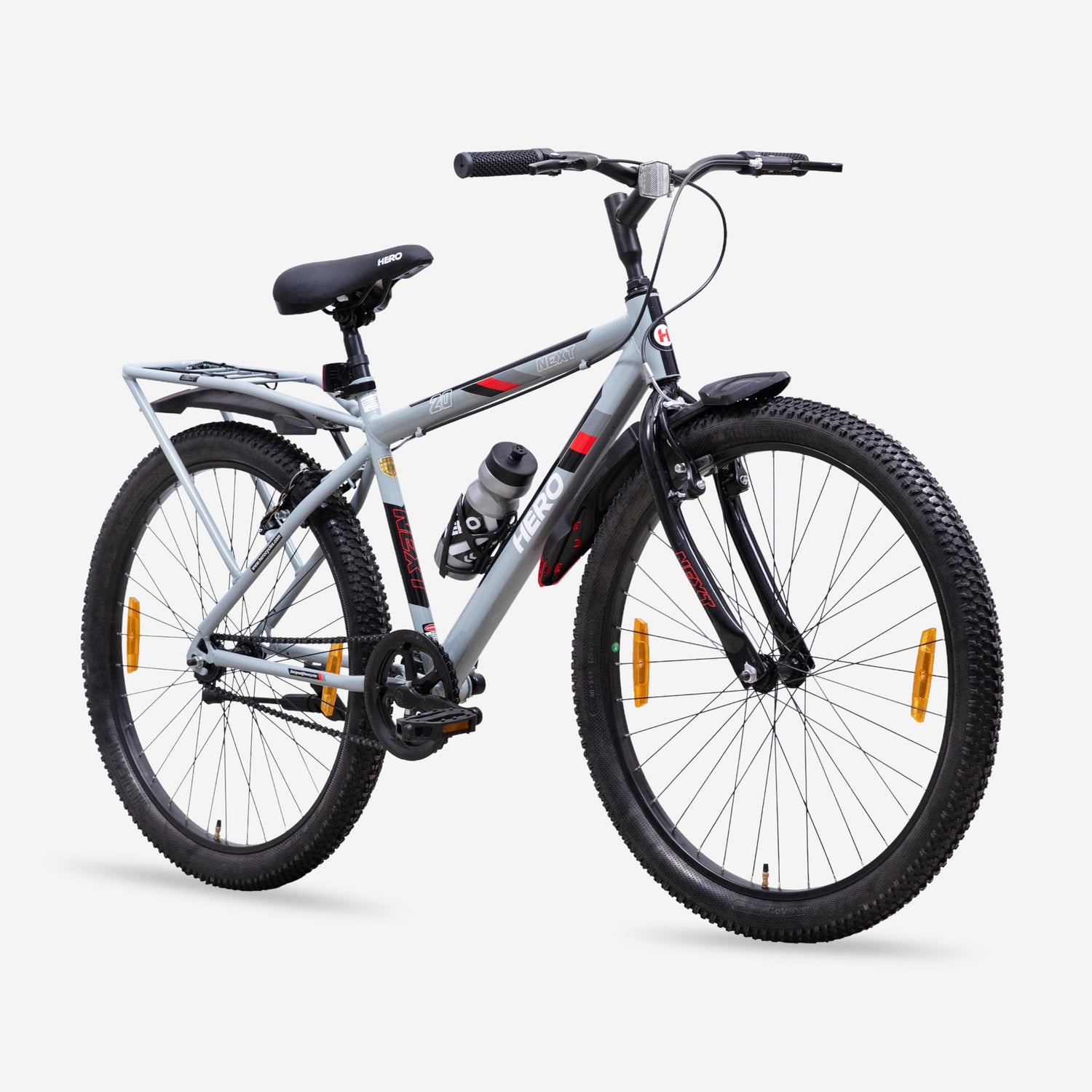 Hero Next 26T Single Speed Mountain Bicycle Grey with CarrierHero Next 