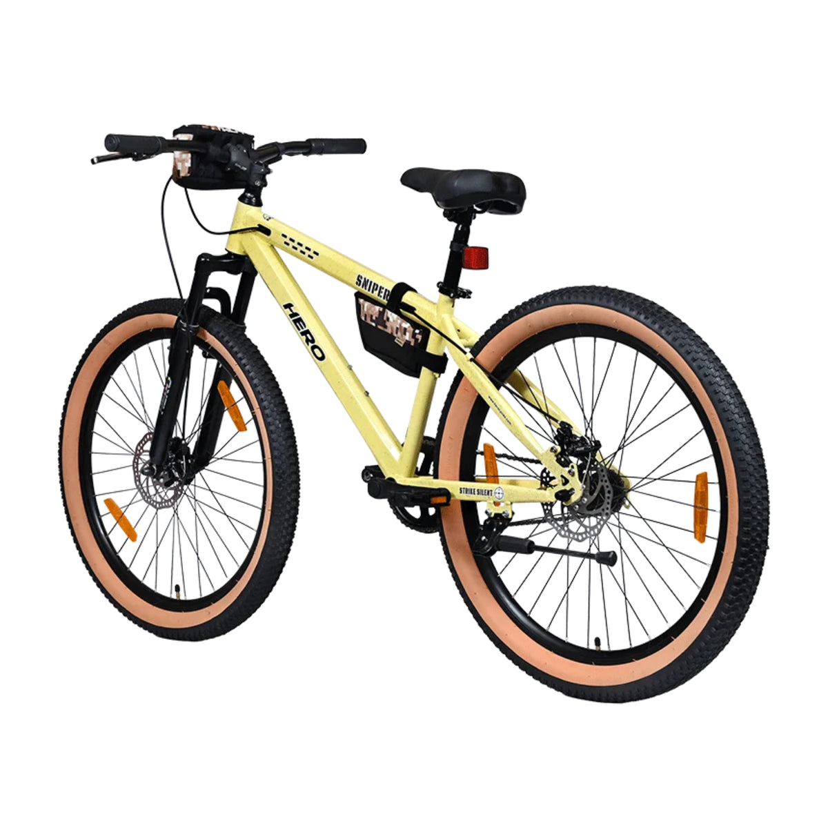 Hero Sniper yellow MTB cycle angled view