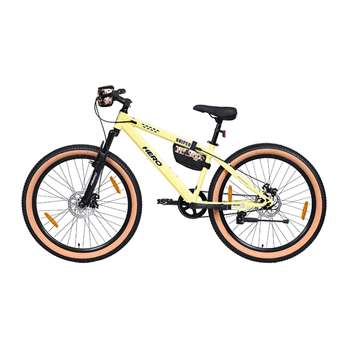 Hero Sniper yellow MTB cycle front side view