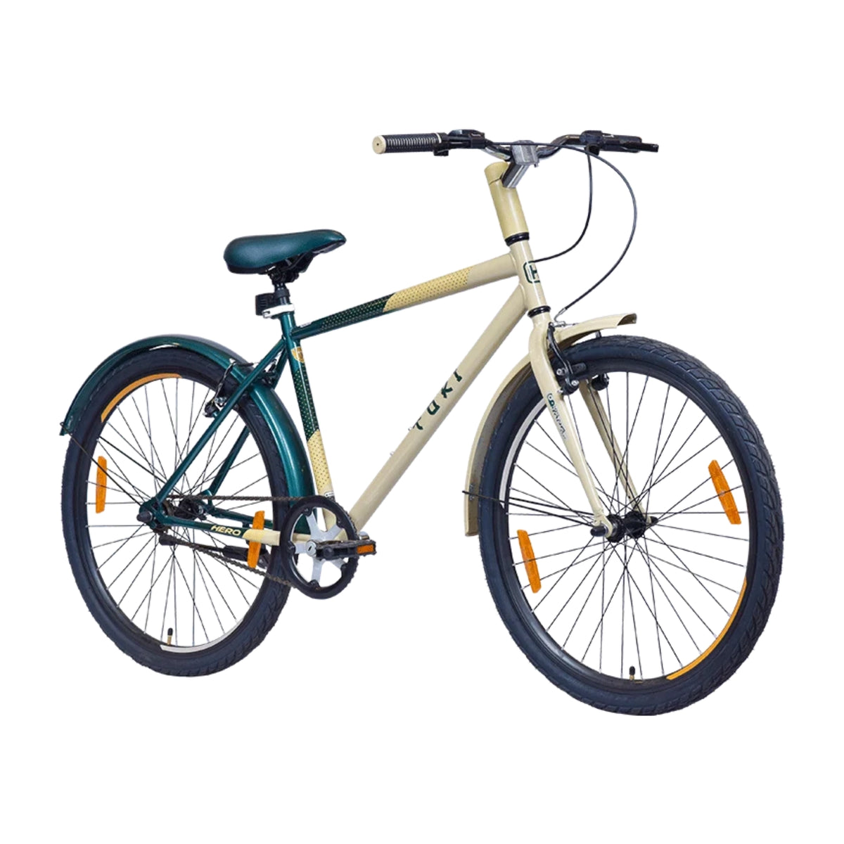 Hero Toki 26T beige green single speed bicycle side view