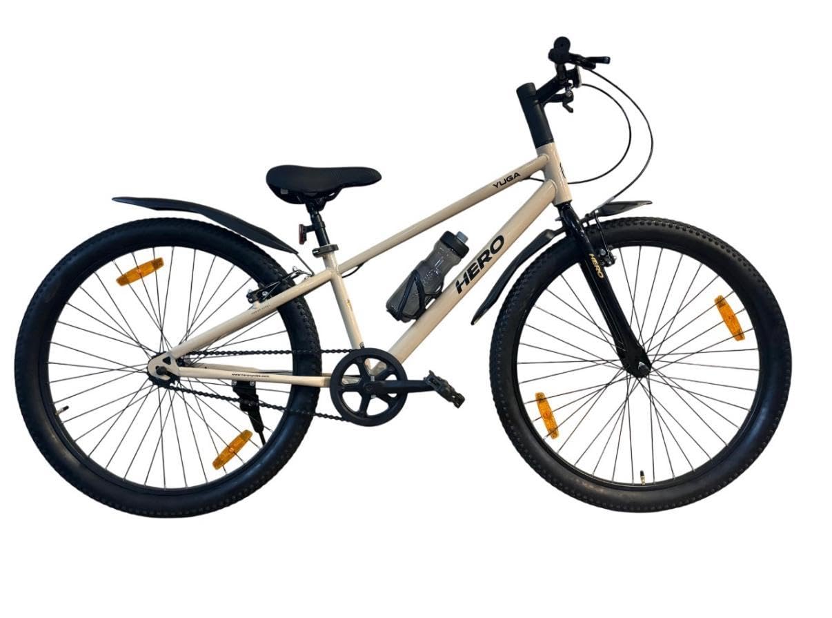 Hero Yuga Sports Cycle Black Gold Side View with Steel Frame and V Brakes