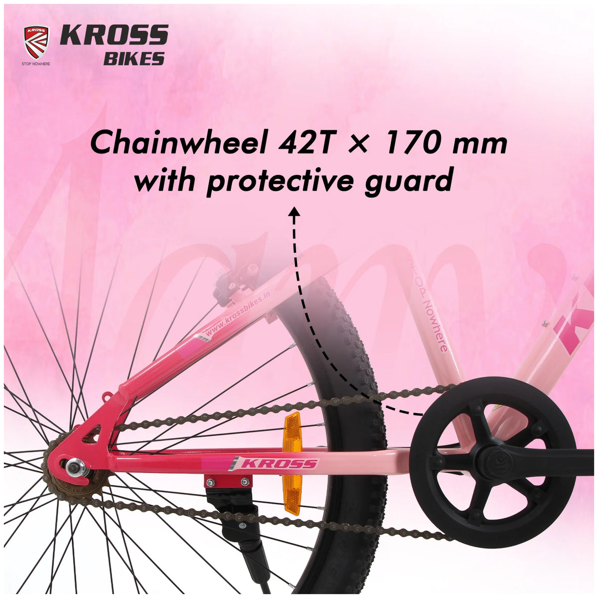 Kross Aanya 26T single speed MTB cycle with 42T × 170 mm chainwheel and protective guard