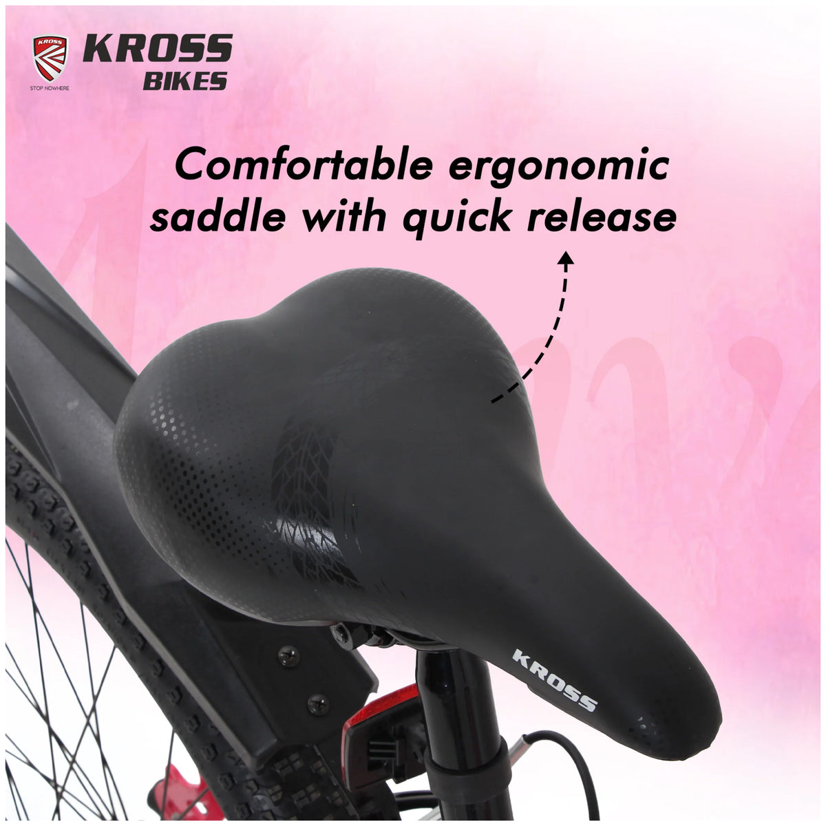 Kross Aanya 26T MTB cycle comfortable ergonomic saddle with quick release