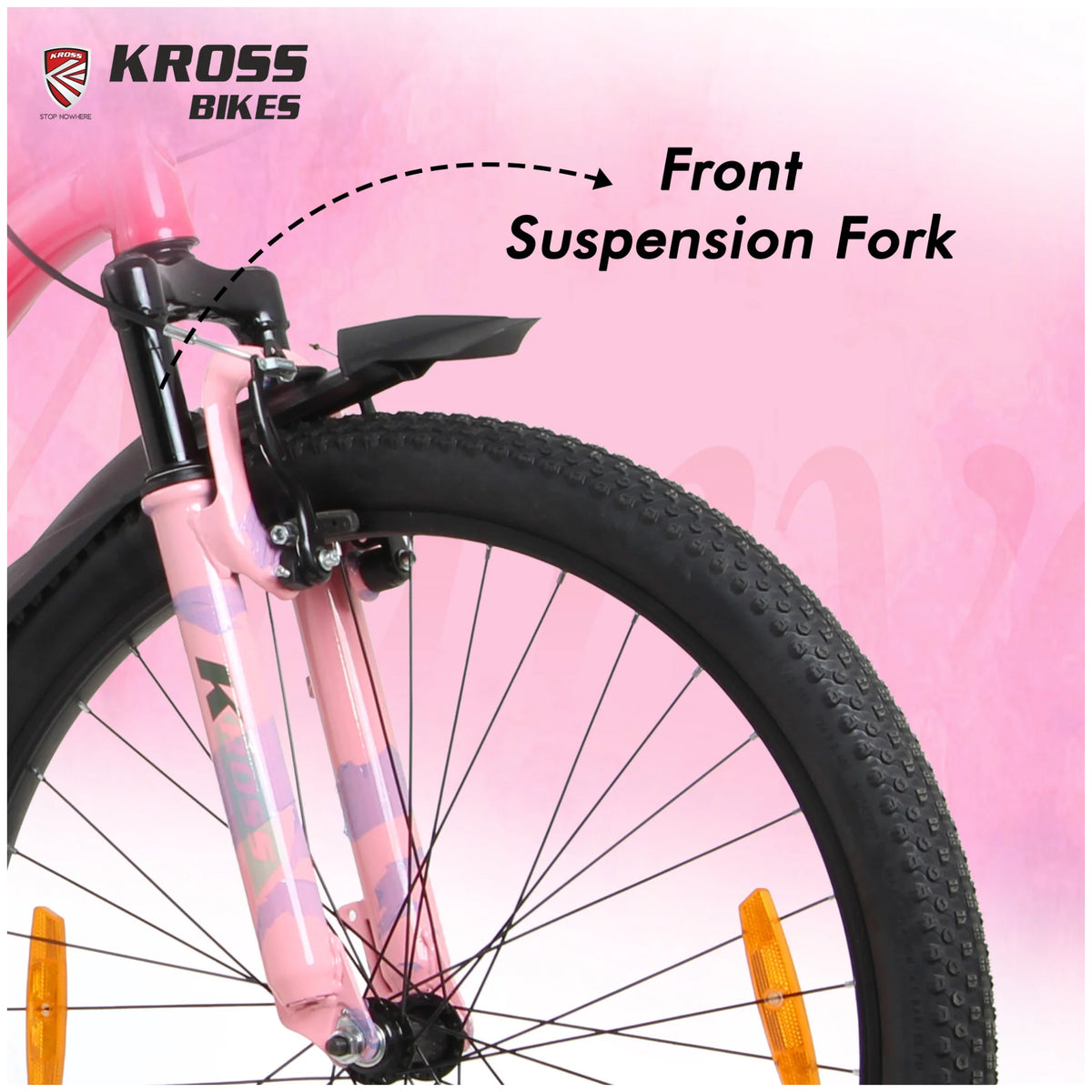 Kross Aanya 26T Pink MTB cycle with front suspension fork