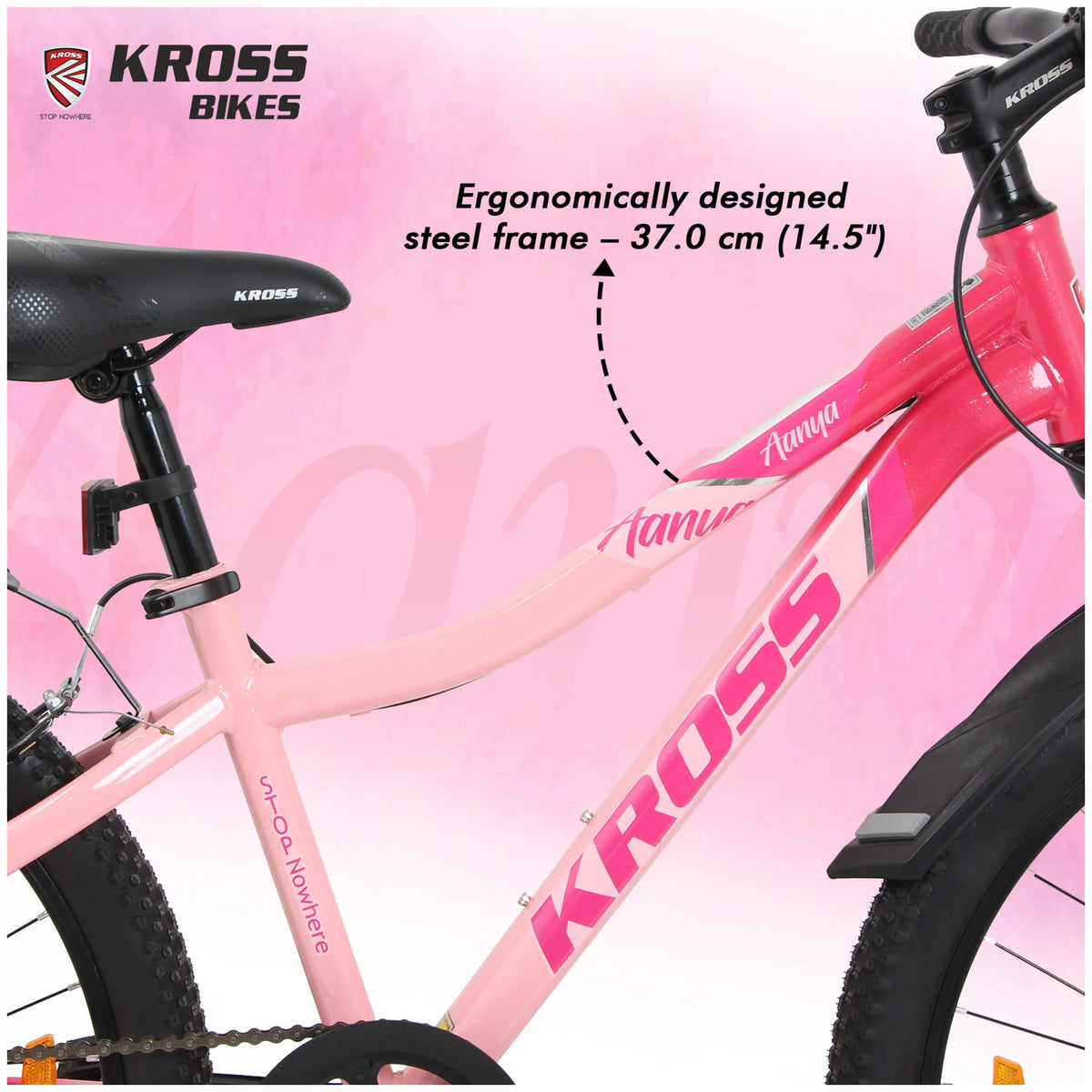 Kross Aanya 26T Pink MTB cycle ergonomically designed steel frame 37 cm