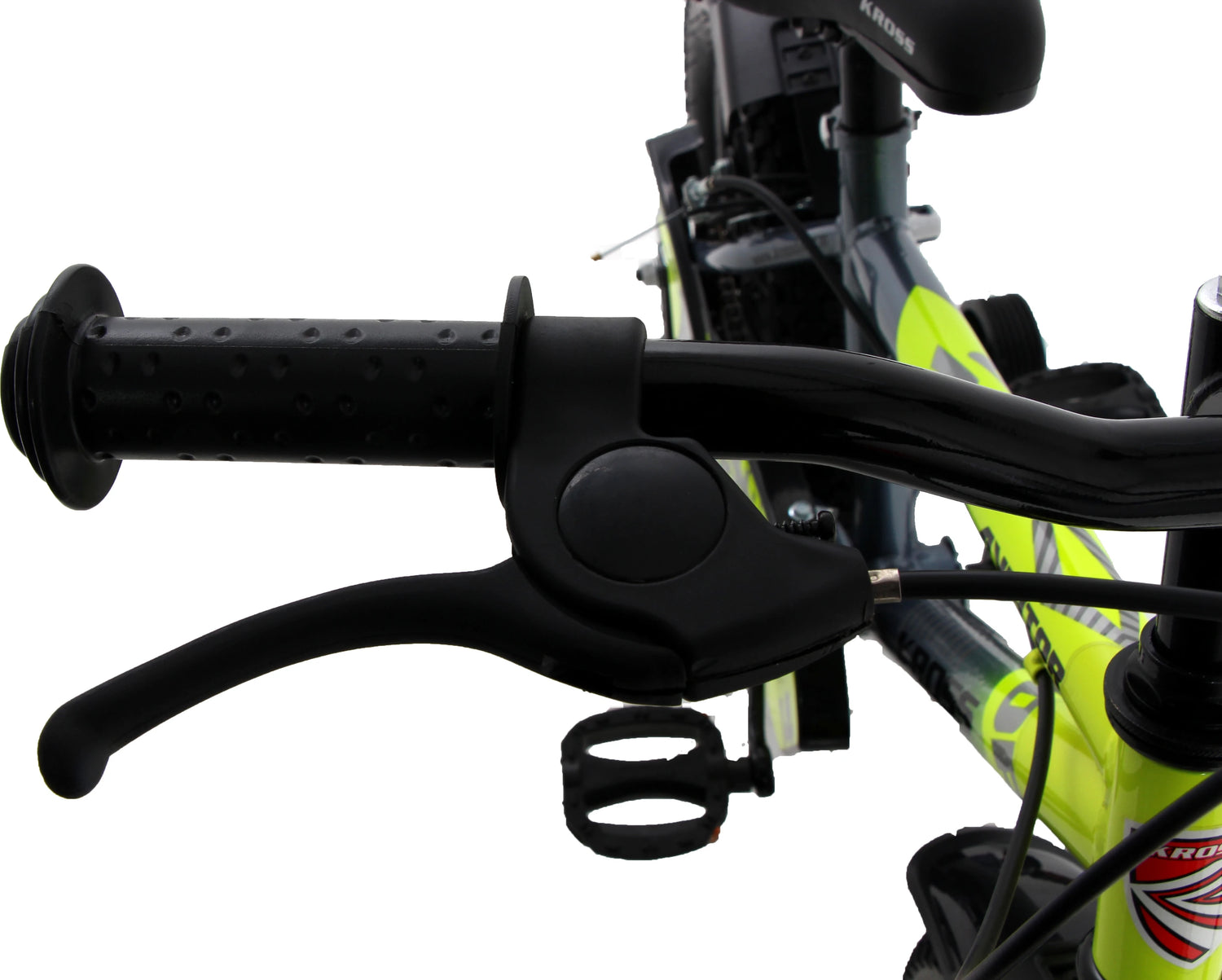Kross Aviator Green Kids Bicycle Handlebar and Brake Detail