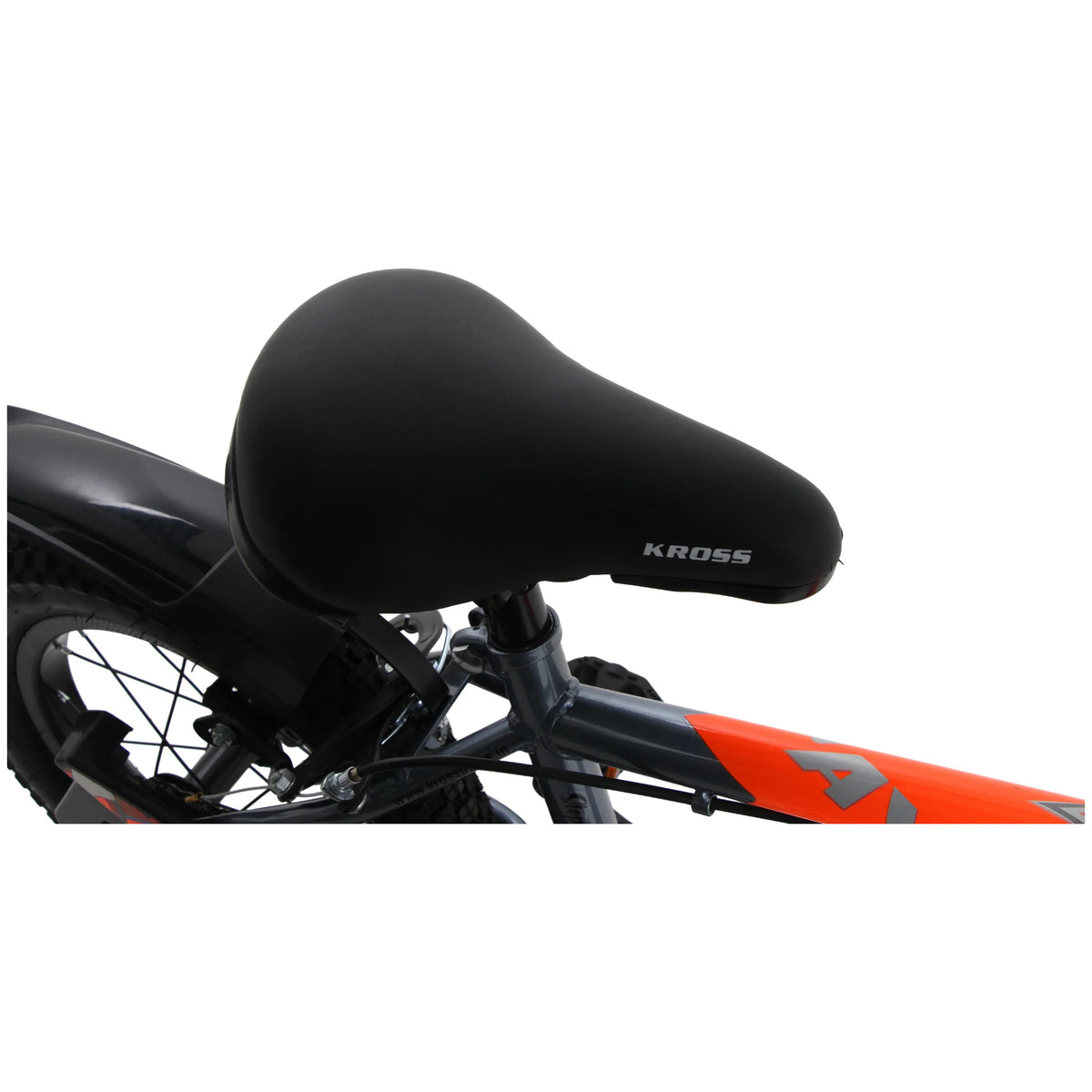 Kross Aviator orange bicycle cushioned saddle close-up