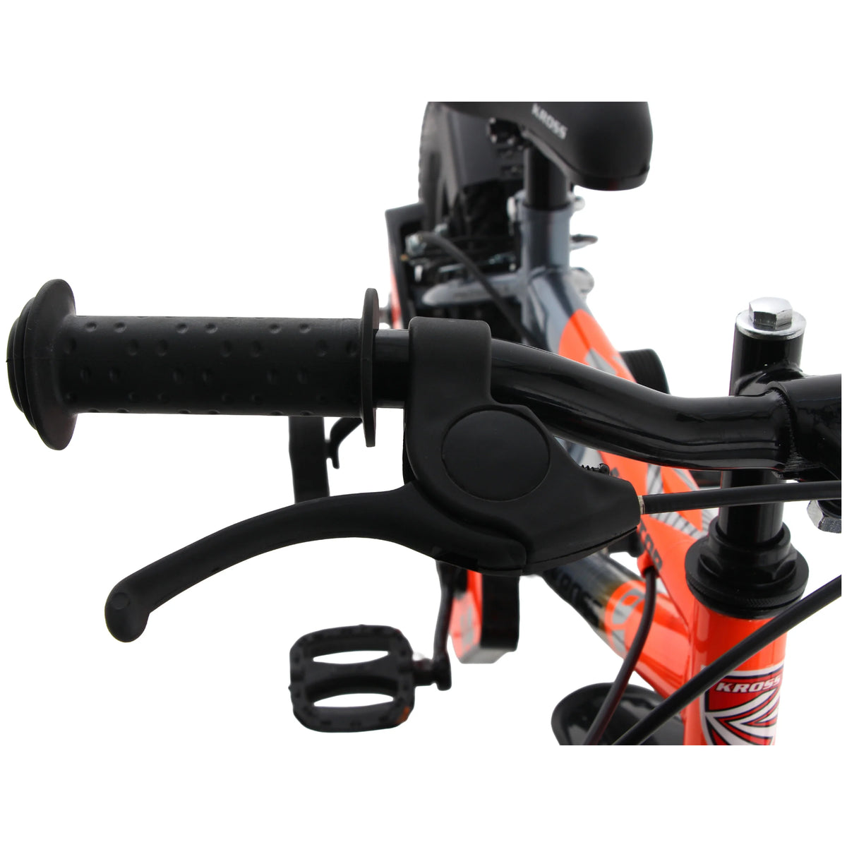 Orange Kross Aviator handlebar, brake lever and front control area