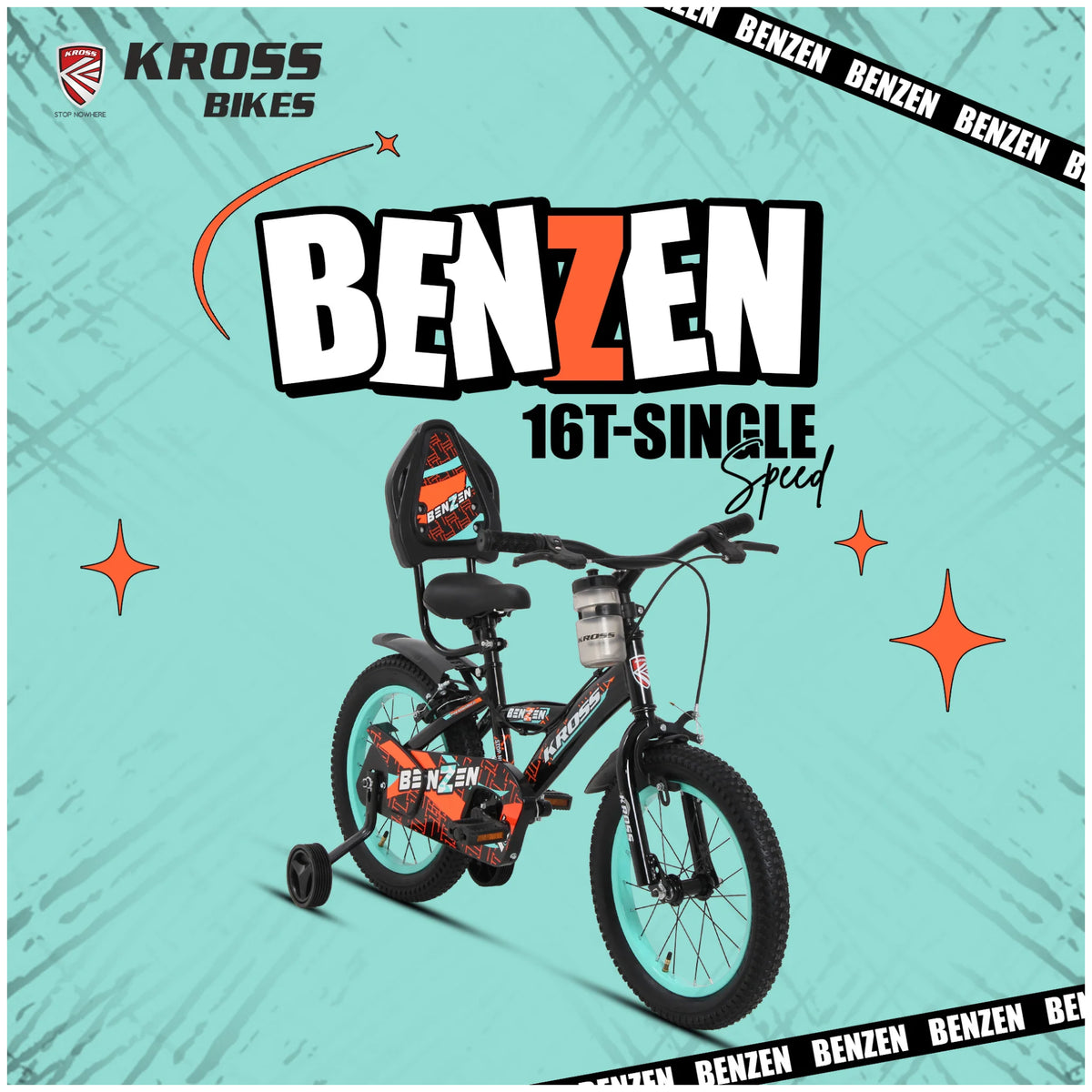 Kross Benzen 16T black single speed kids cycle