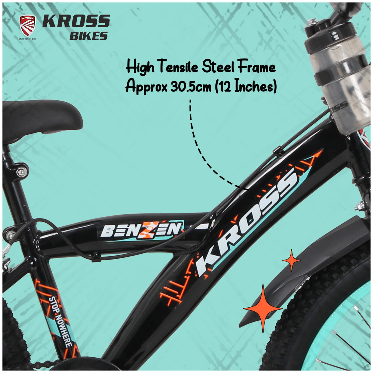 Kross Benzen 20T black kids cycle high tensile steel frame 30.5 cm