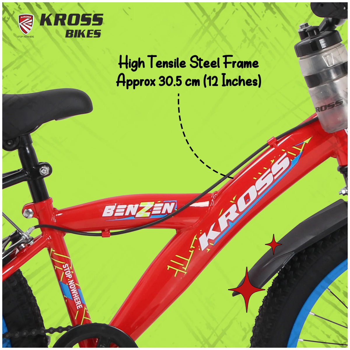 Kross Benzen 20T red kids cycle high tensile steel frame 30.5 cm