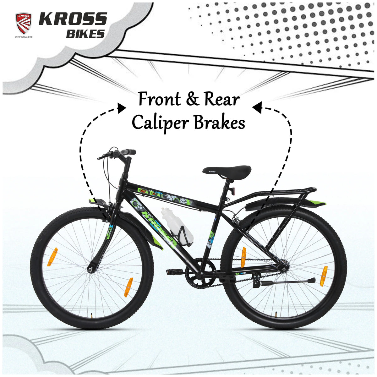 Kross Boom Boom 26T Black MTB cycle with front and rear caliper brakes