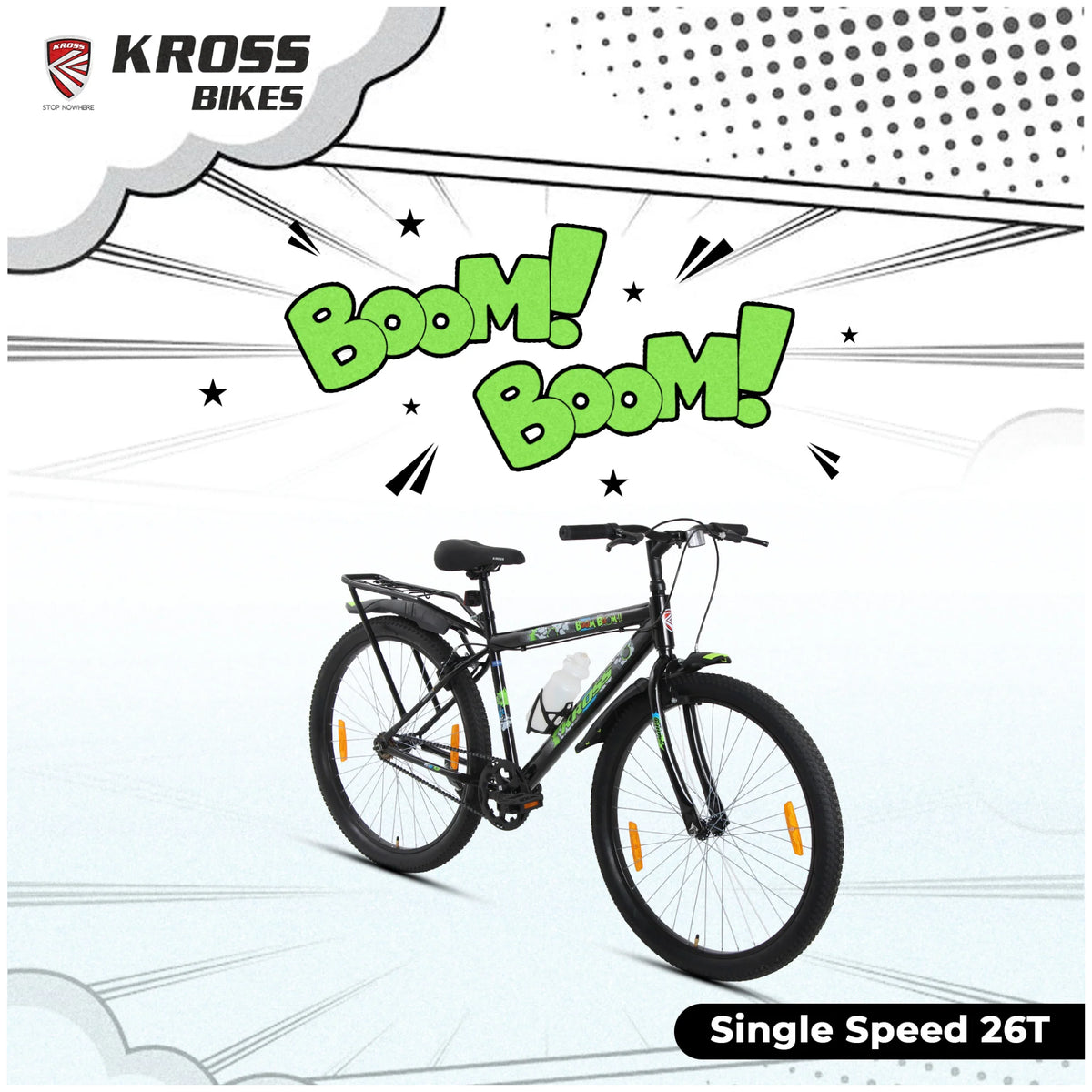 Kross Boom Boom 26T Black single speed MTB cycle
