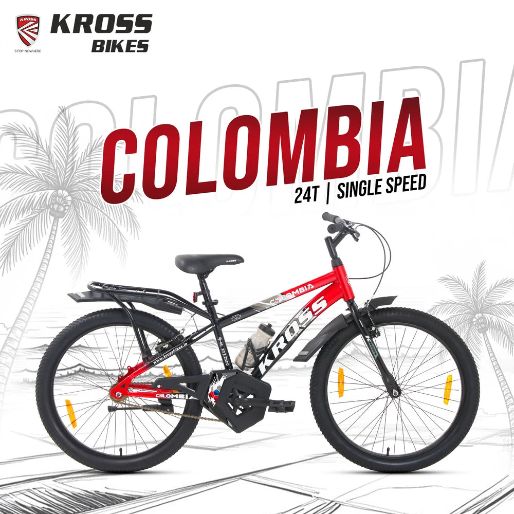 Kross Colombia 24T single speed bicycle in red and black