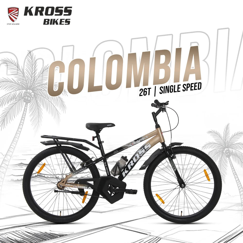 Kross Colombia 26T single speed bicycle in gold and black