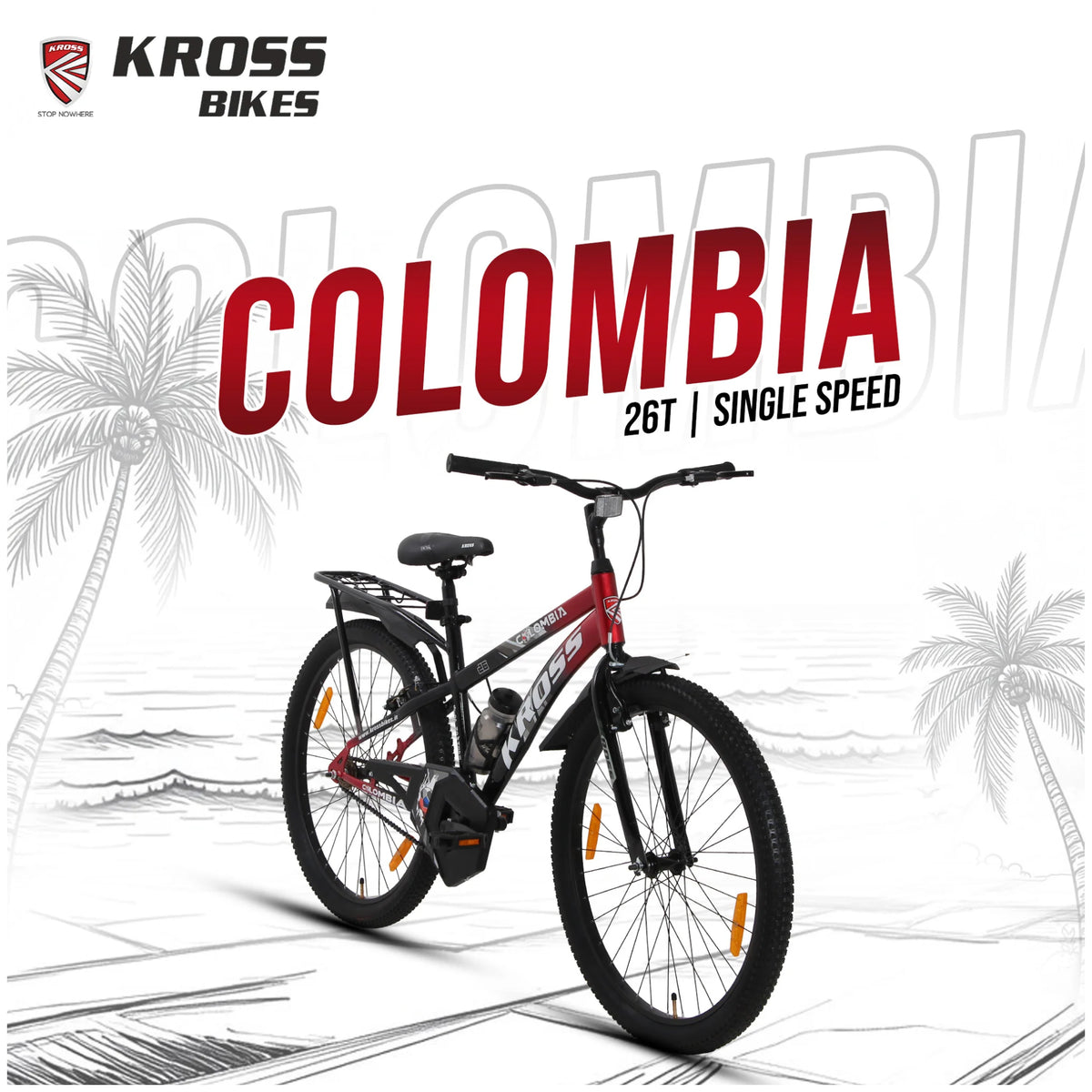 Kross Colombia 26T single speed red and black bicycle