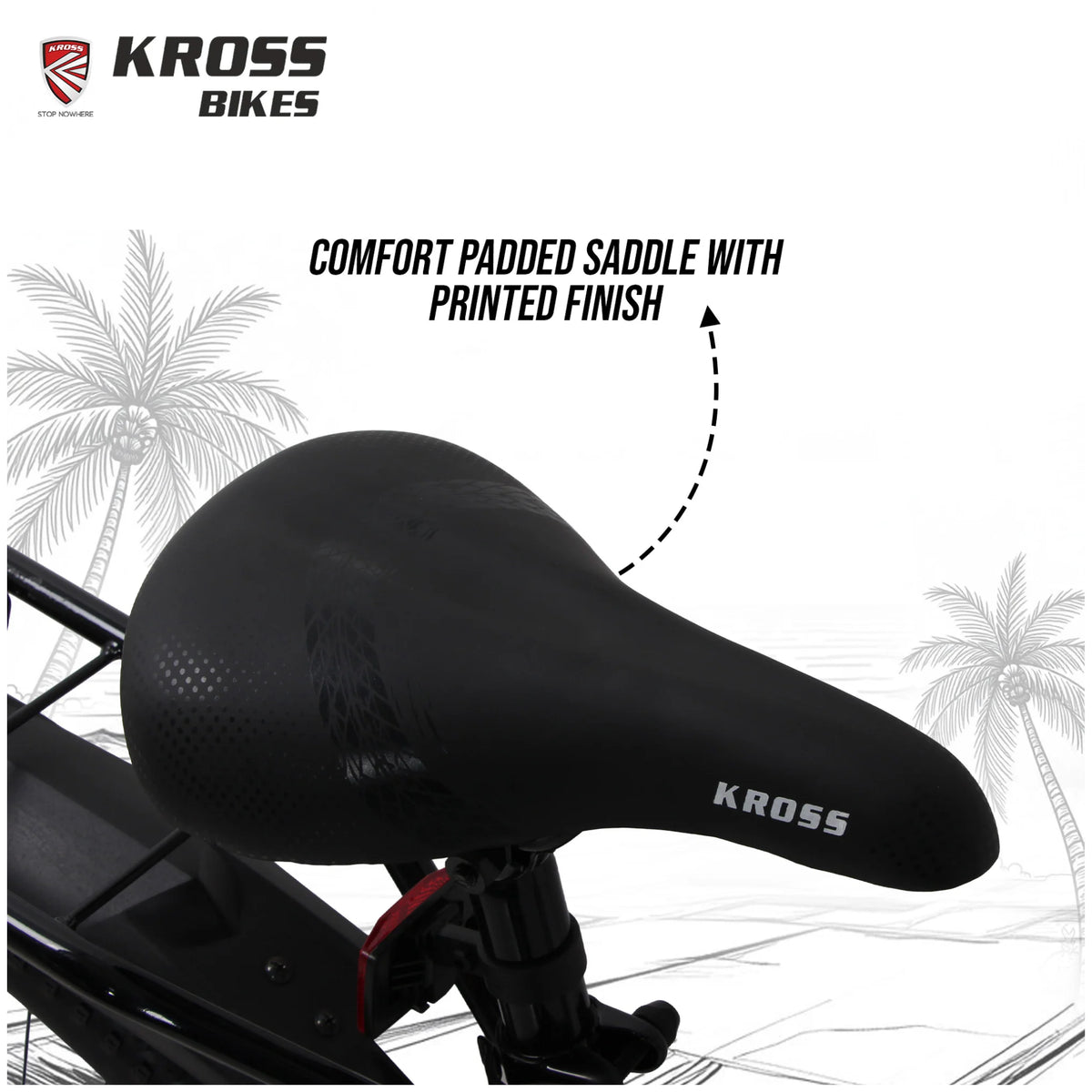 Kross Colombia bicycle comfort padded saddle with printed finish