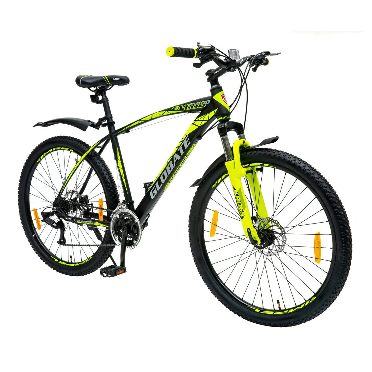 Kross Encod 27.5T Black Green 21-speed MTB cycle front view