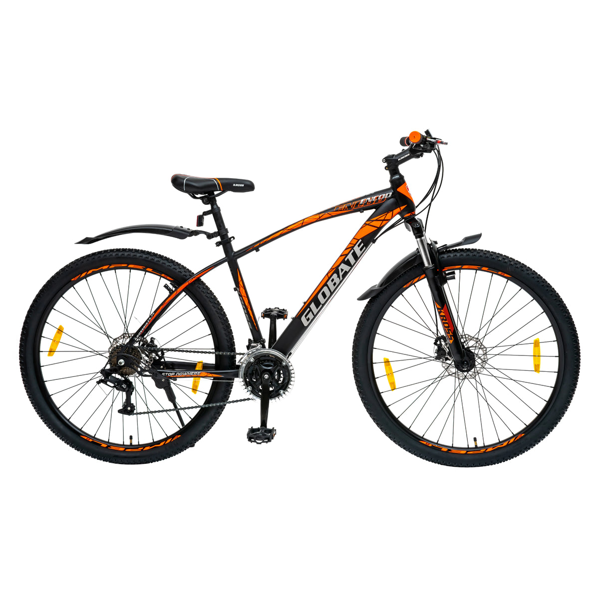 Kross Encod 27.5T Black Orange 21-speed MTB cycle side view